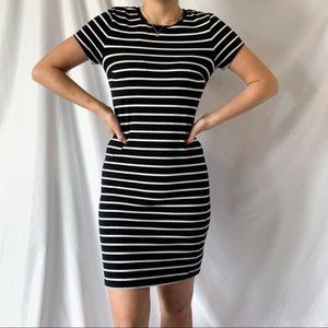 Old Navy Black & White Striped Bodycon T-Shirt Mini Dress